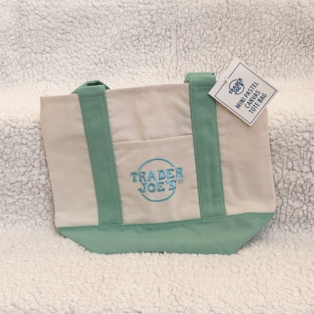 Trader Joe's Mini Pastel Canvas Tote Bag in Mint